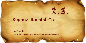 Kopacz Barabás névjegykártya
